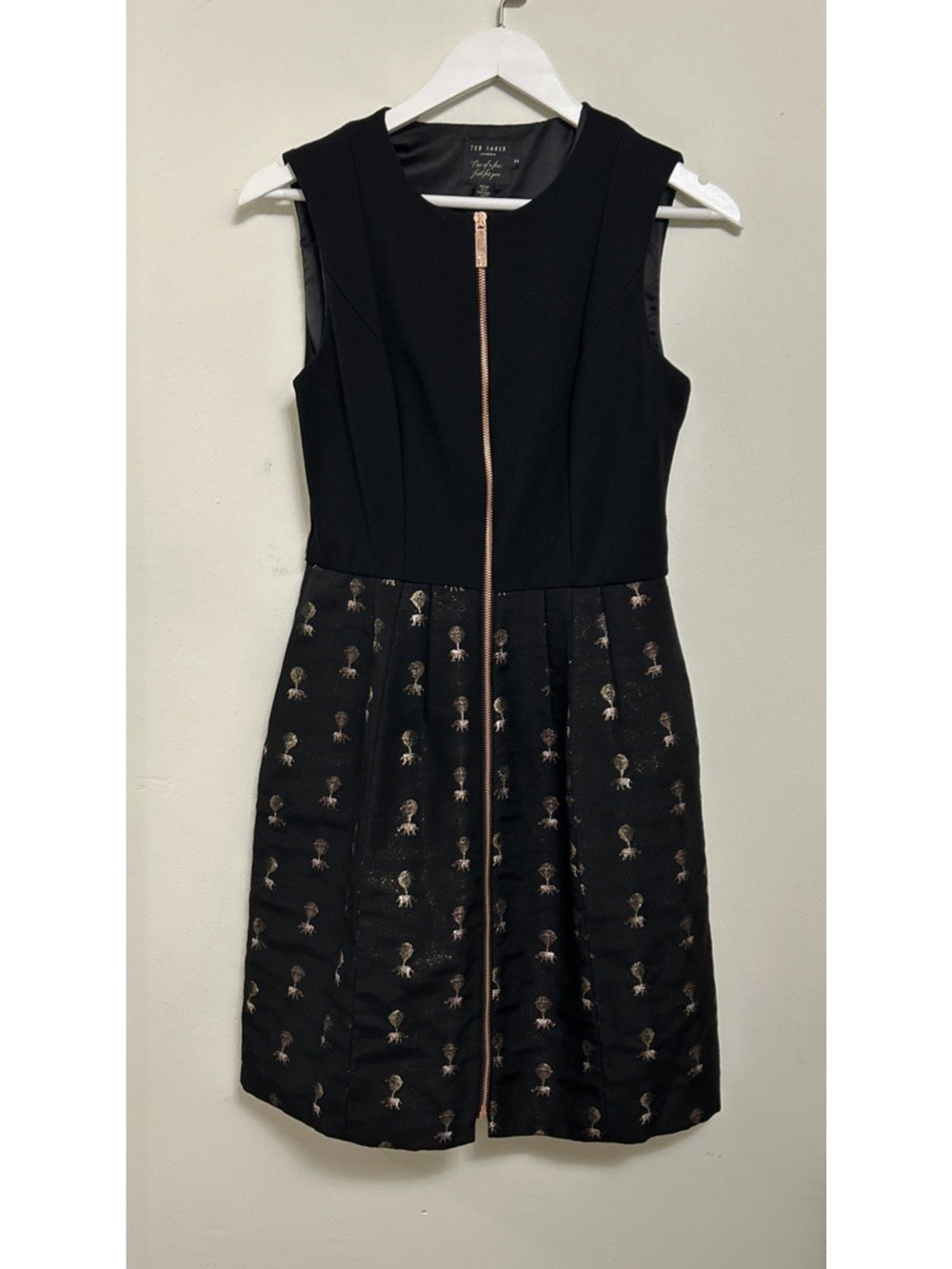 Ted Baker Black Jacquard Elephant Balloon Print Divnaa Dress sz 2